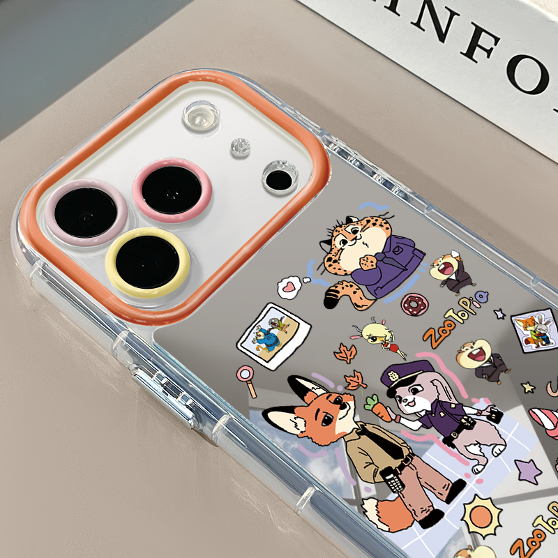 疯狂动物城适用于苹果17Pro镜面奶油壳16Promax手机壳华为p80可爱小米17防摔荣耀mate70小众红米