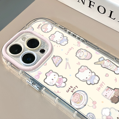 镂空甜品kitty适用于苹果17Pro镜面奶油壳iPhone16Promax手机壳华为p80可爱小米15防摔荣耀mate70小众红米