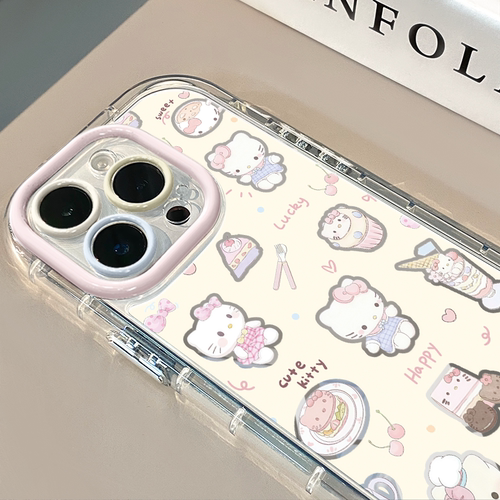 镂空甜品kitty适用于苹果17Pro镜面奶油壳iPhone16Promax手机壳华为p80可爱小米15防摔荣耀mate70小众红米