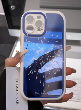 蓝色烟花适用苹果16pro奶油壳壳油奶卡通手机壳iphone15防摔华为PURA70苹果11可爱mate简约小米