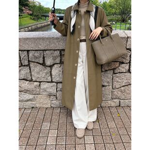 THE MIND韩国CHIC秋冬新款简约PU皮休闲简约长款风衣女外套
