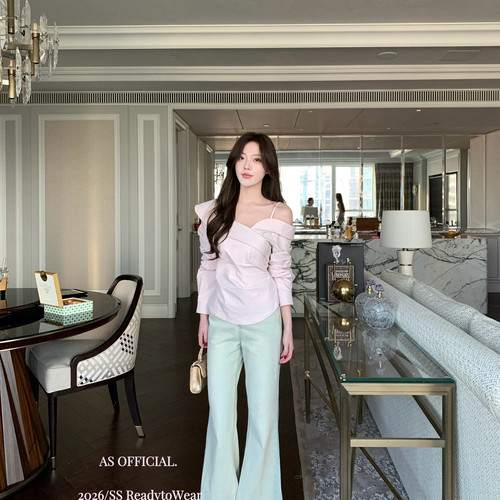 AS OFFICIAL-；丸美腰臀比春日限定色水洗微喇牛仔裤(口碑品)