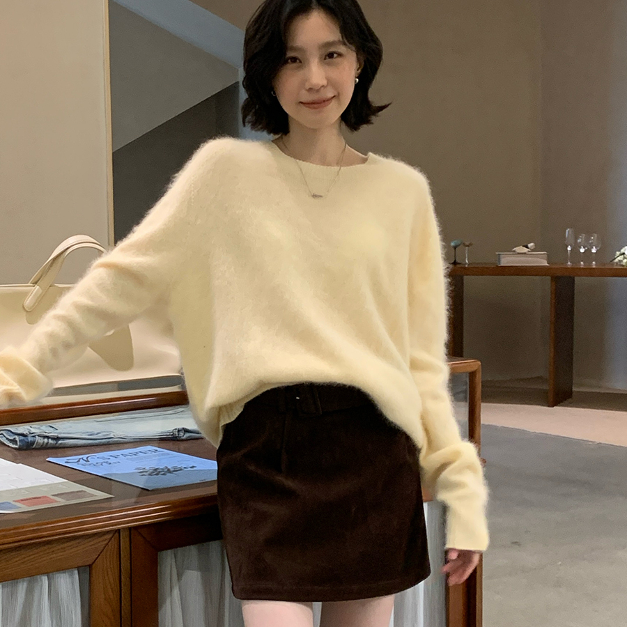 THE MIND-长袖羊毛衫2025冬新款无缝一体毛衣（含5羊绒）