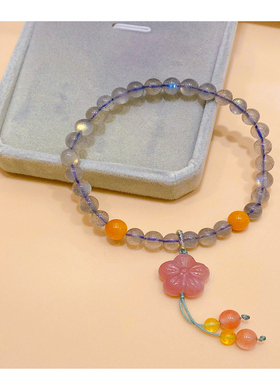 原创设计天然月光石水晶女手链