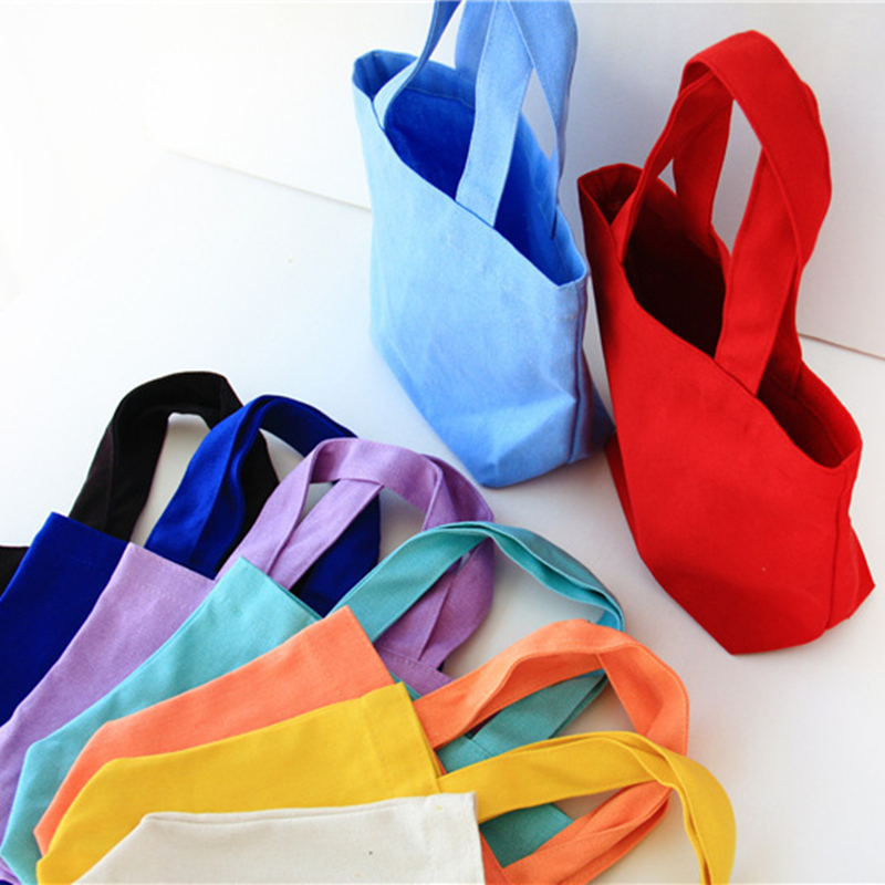 纯色帆布便当包小杂物收纳布包