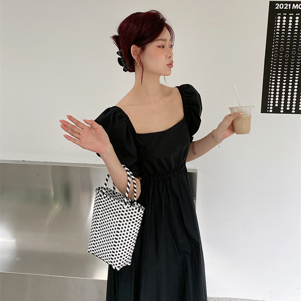 佑木包袋 ins风彩色撞色手提编织包沙滩菜篮子包手工敞口草编包女