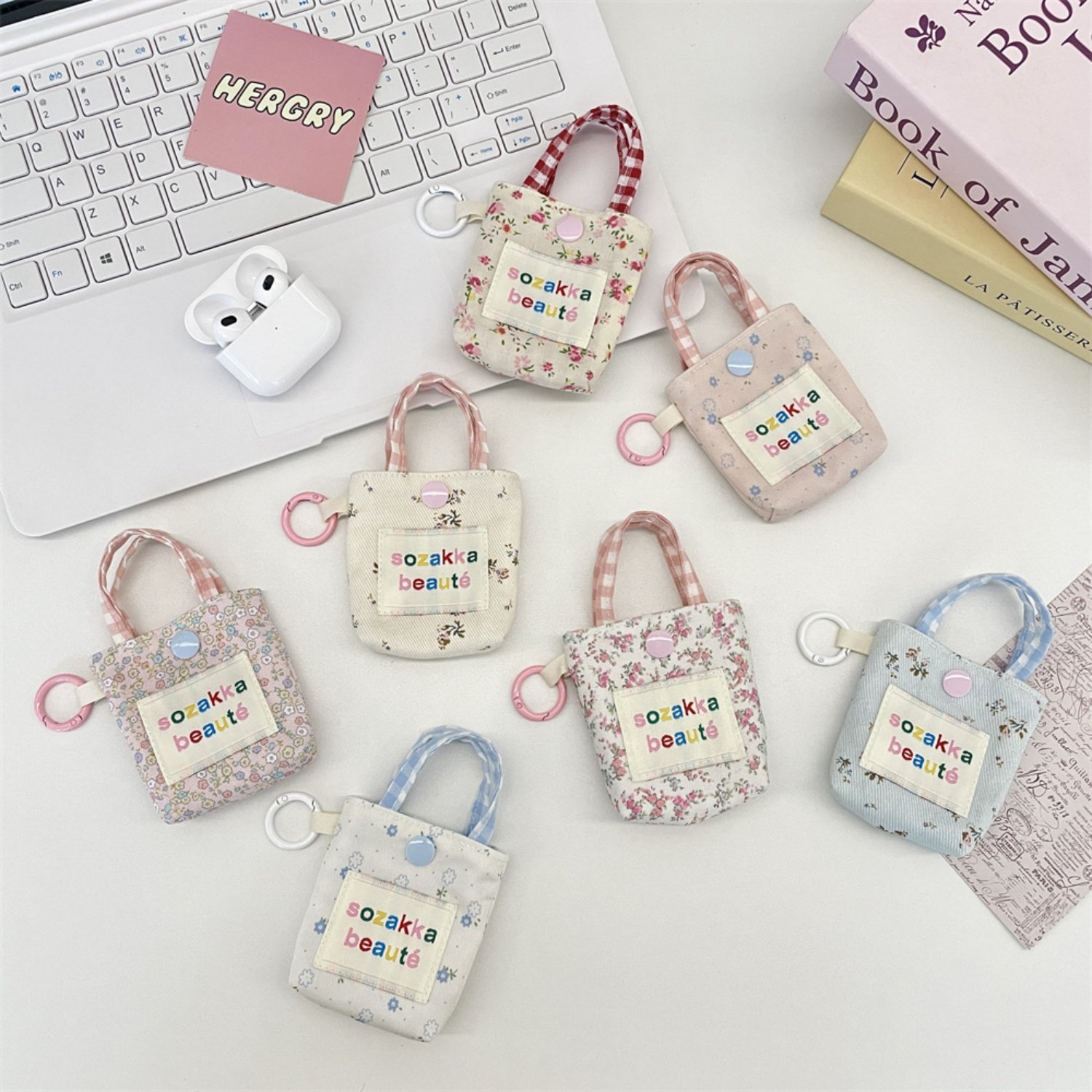 佑木包袋手提包式碎花拼接耳机包蓝牙耳机软壳包迷你零钱口红收纳包耳