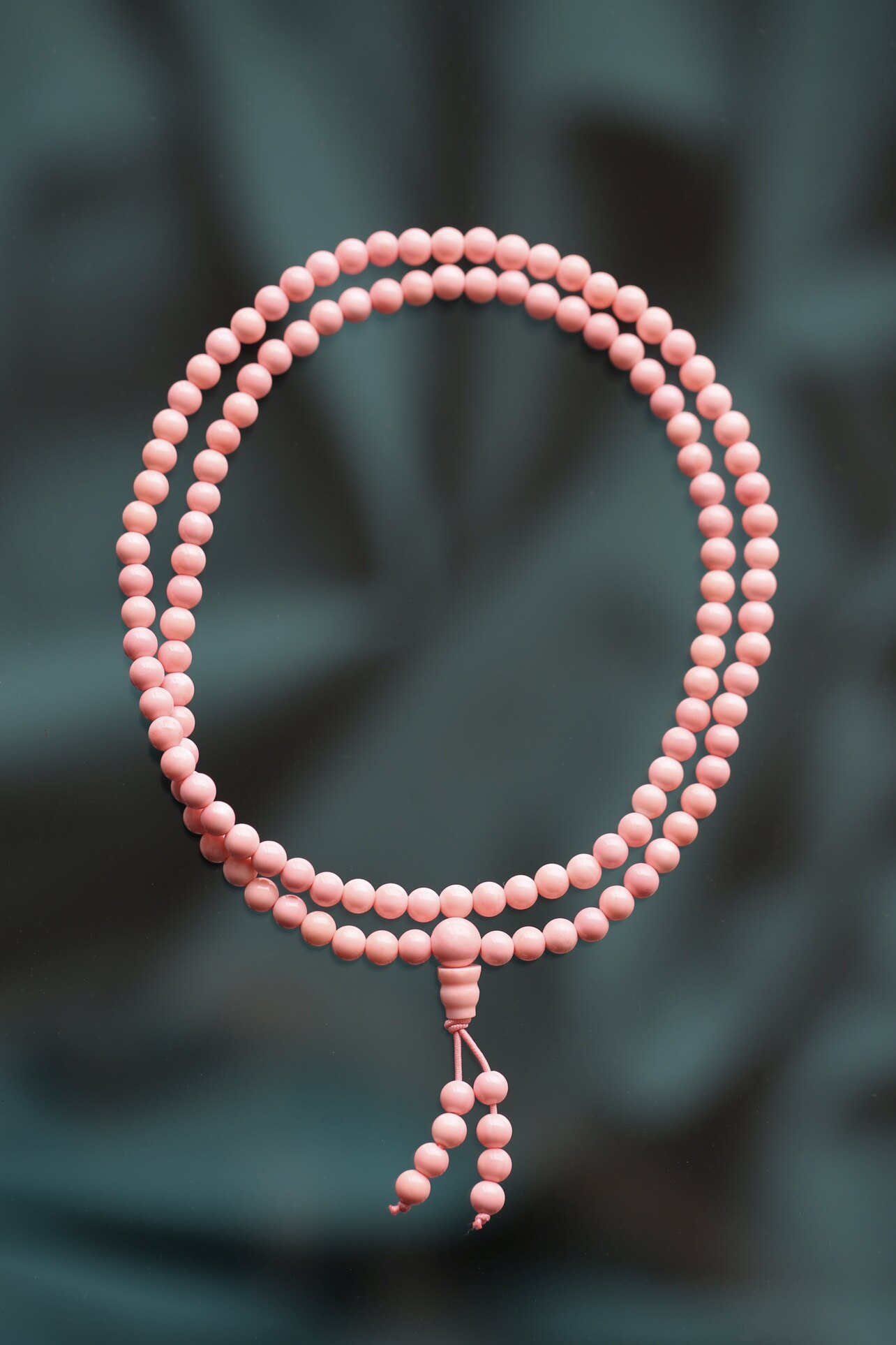 천연 심해 컬렉션 등급 핑크 쉘 YONGHE 쉘 크리스탈 5MM 108 구슬 묵주 팔찌 목걸이