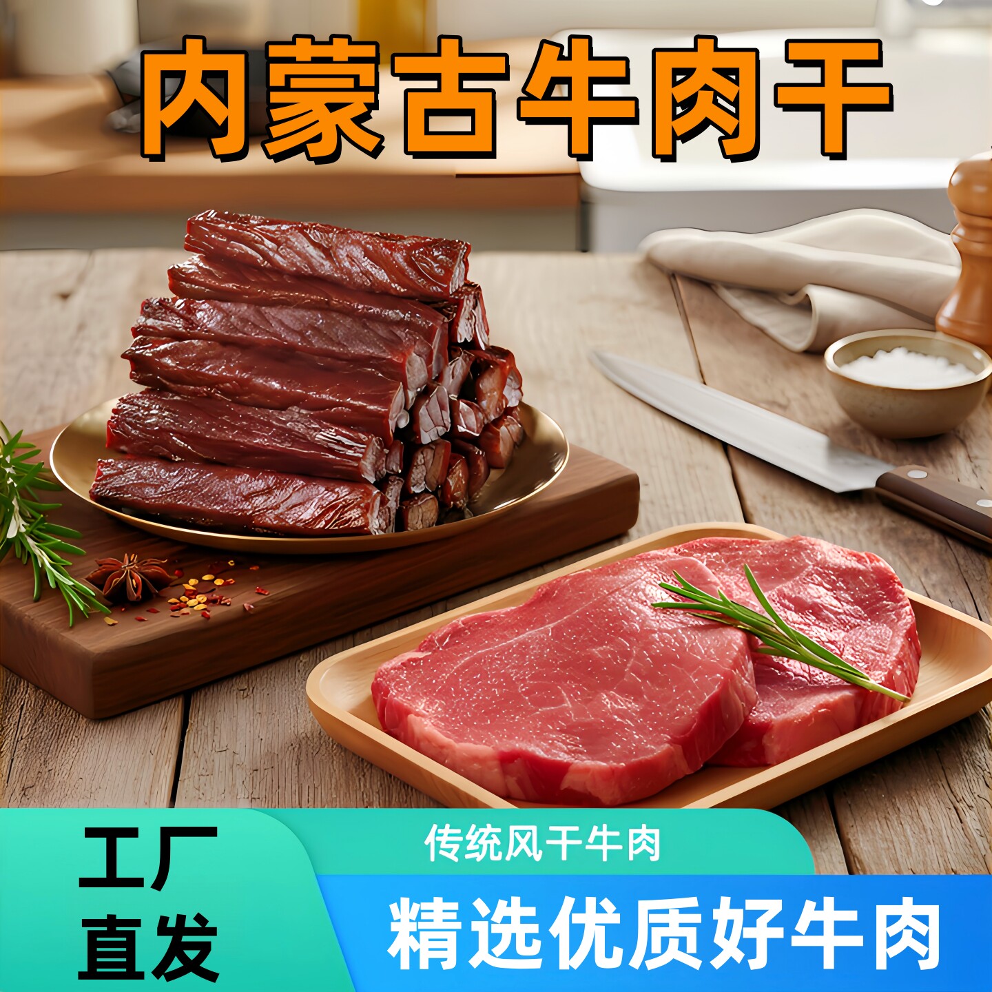 内蒙古大草原风干牛肉干250g半斤休闲零食健身代餐高蛋白独立小包