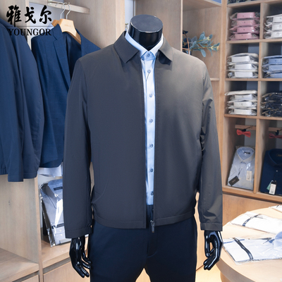 雅戈尔行政夹克外套男翻领黑色