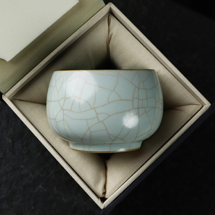 清沐堂主 天青汝窑罗汉杯茶养开片 中式陶瓷功夫茶具主人杯品茗杯