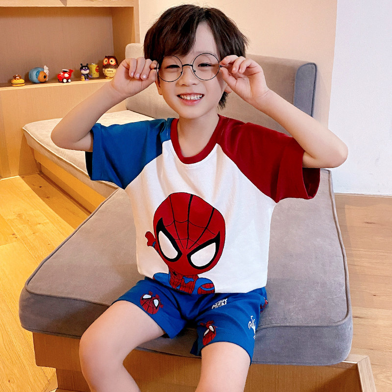 男童睡衣夏季纯棉短袖中大童儿童家居服套装