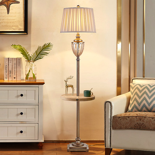 落地灯美式无线充电实木茶几床头