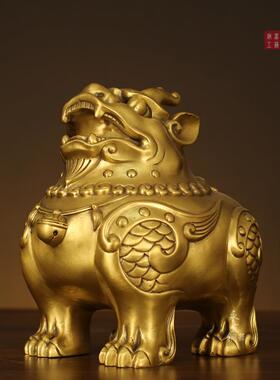 全铜四脚貔貅摆件一对招财客厅店铺家居办公室桌装饰开业礼品