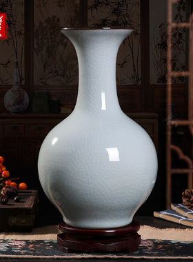 景德镇白裂釉冰裂釉陶瓷器装饰花瓶仿古新中式工艺品客厅家居摆件