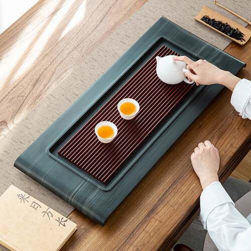 中式天然乌金石电木茶盘家用简约功夫茶具电木办公茶托盘茶台