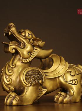 独角貔貅摆件一对招财客厅店铺家居办公室桌装饰全铜貔恘开业礼品