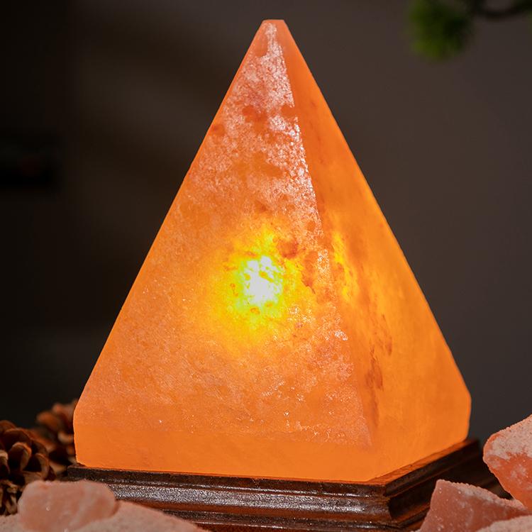 招财金字塔形状冥想灯玄关摆件床头灯净化磁场矿物灯水晶盐灯