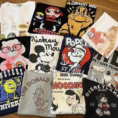 夏款纯棉情侣复古休闲短袖卡通