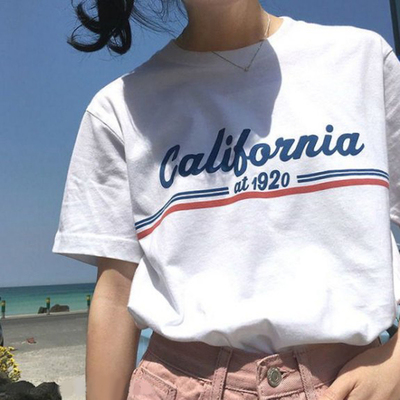 韩版短袖夏款印花纯棉男女潮