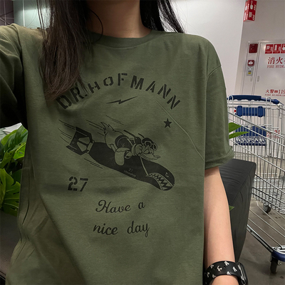短袖复古文艺卡通唐老鸭纯棉tee