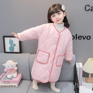 女童睡袍冬季珊瑚绒三层夹棉加厚睡衣儿童法兰绒女宝宝保暖睡裙
