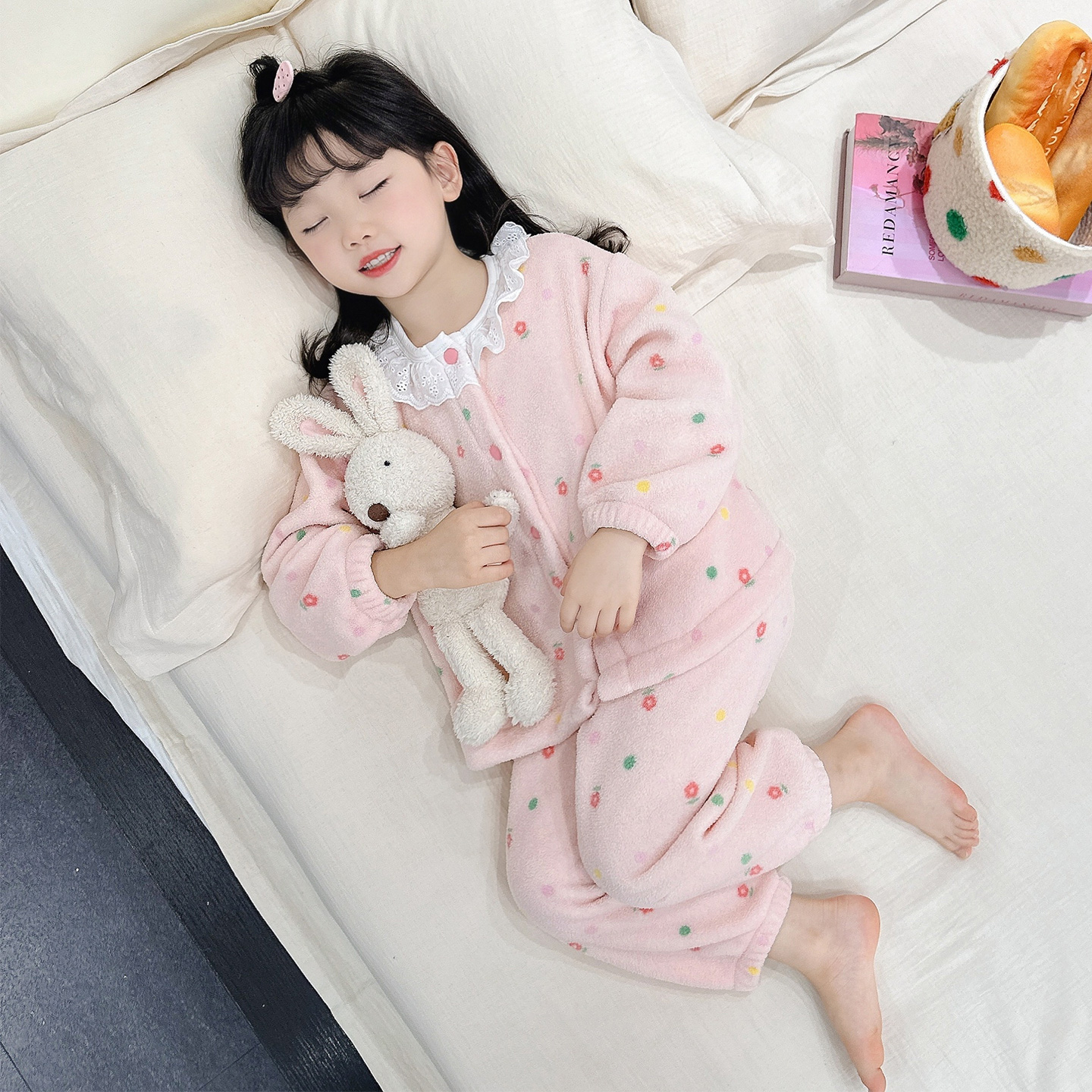 女童睡衣秋冬季法兰绒加厚珊瑚绒2025新款儿童家居服套装宝宝女孩