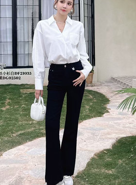 现货特价DI-SUI女装2025新款白色设计感V领衬衫宽松通勤轻奢21035