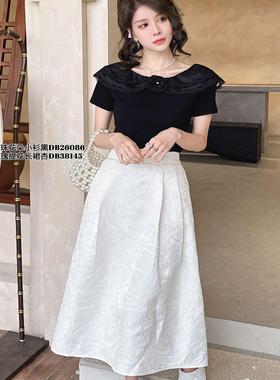 现货特价2024年Di-sui夏季新款26086钉珠花朵荷叶小衫短袖减龄T恤