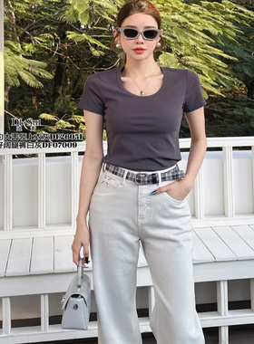 现货特价DI-SUI欧洲站2025新款韩版简约百搭显瘦短袖T恤女26051