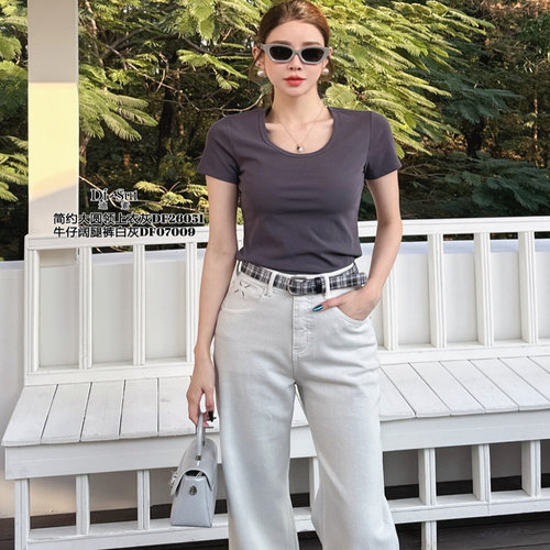 现货特价DI-SUI欧洲站2025新款韩版简约百搭显瘦短袖T恤女26051