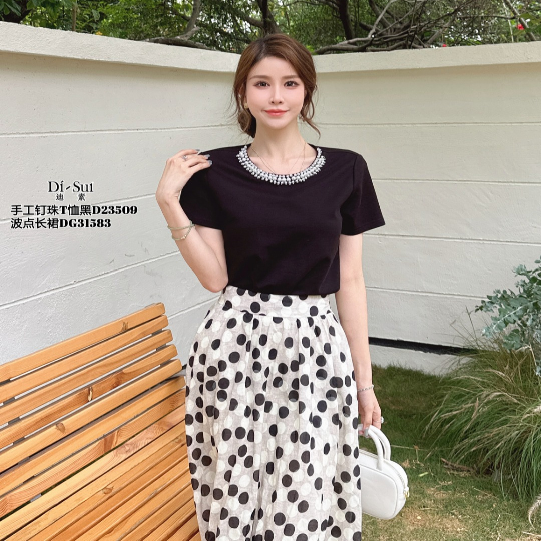 现货特价DI-SUI女2025夏新款时尚气质显瘦上衣23509百搭不撞款