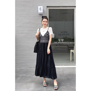 35565天丝蕾丝拼布连衣裙英伦风独特别致 SUI女2025款 现货特价