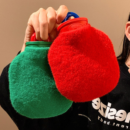 复古注水加厚防爆毛绒热水袋冬季暖水袋小号暖手宝暖宝宝热敷肚子