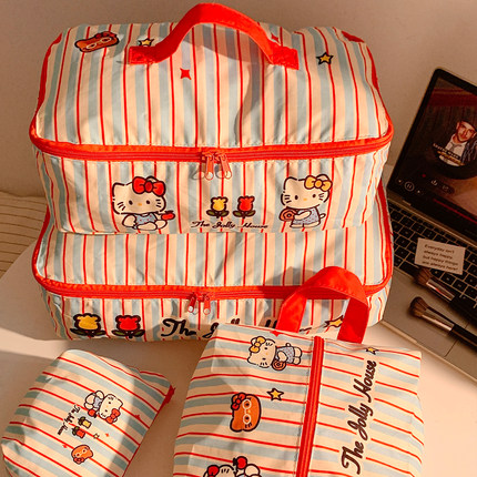 可爱猫咪大容量旅行衣物收纳袋内衣裤便携行李箱出差分装整理包