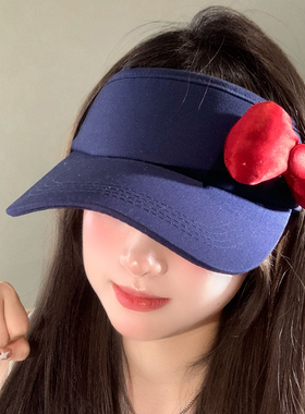 可爱蝴蝶结空顶防晒帽女春夏季甜美透气户外遮阳帽鸭舌帽子太阳帽