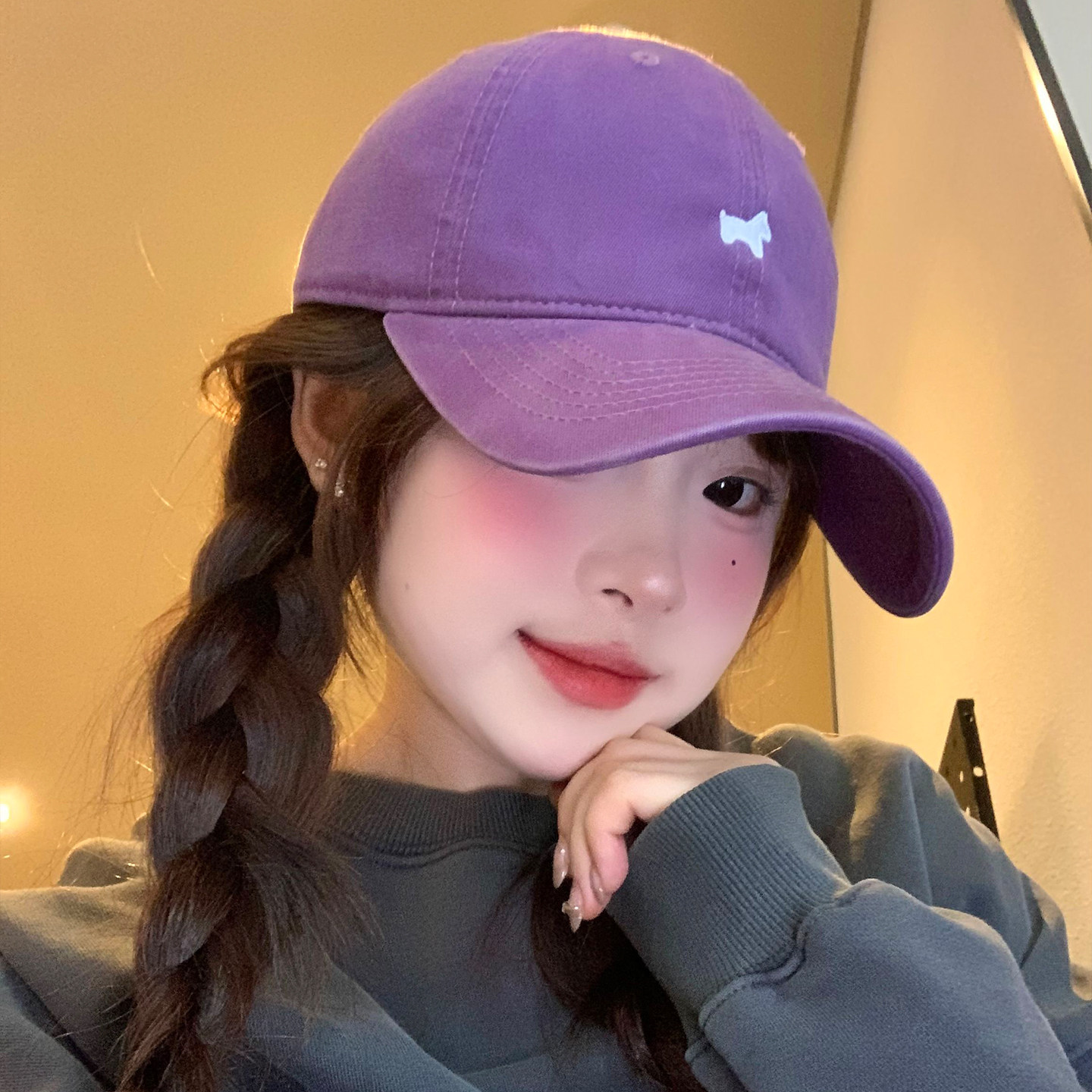 可爱刺绣小马棒球帽女春夏大头围显脸小百搭紫色鸭舌帽子2026新款,服饰配件/皮带/帽子/围巾,帽子,淘宝优惠券,粉丝福利购,淘宝优惠卷