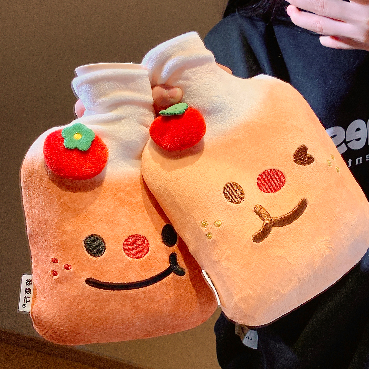 可爱苹果小熊注水热水袋