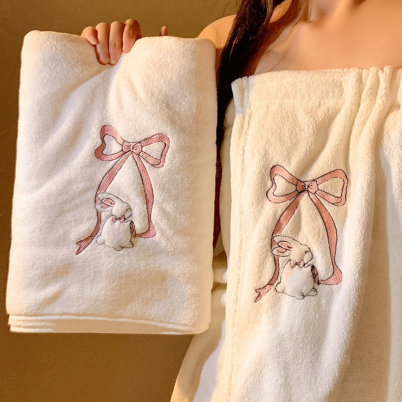 可爱蝴蝶结兔子浴巾女吸水速干成人洗澡裹巾可穿浴裙毛巾学生宿舍,居家布艺,浴巾,淘宝优惠券,粉丝福利购,淘宝优惠卷