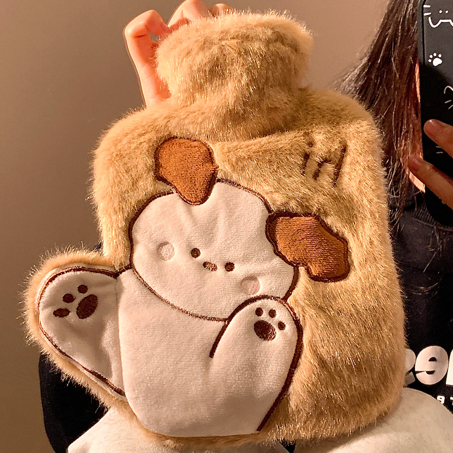 可爱小狗毛绒热水袋注水防爆暖