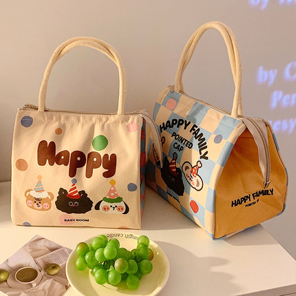 可爱保温饭盒袋饭盒包学生上班族带饭装餐包便当袋加厚铝箔手提包