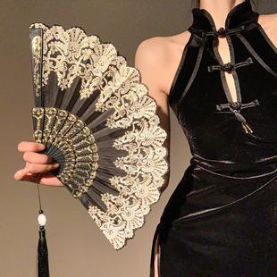 新中式 古风烫金折叠扇子夏天马面裙折扇汉服中国风舞蹈扇2026新款