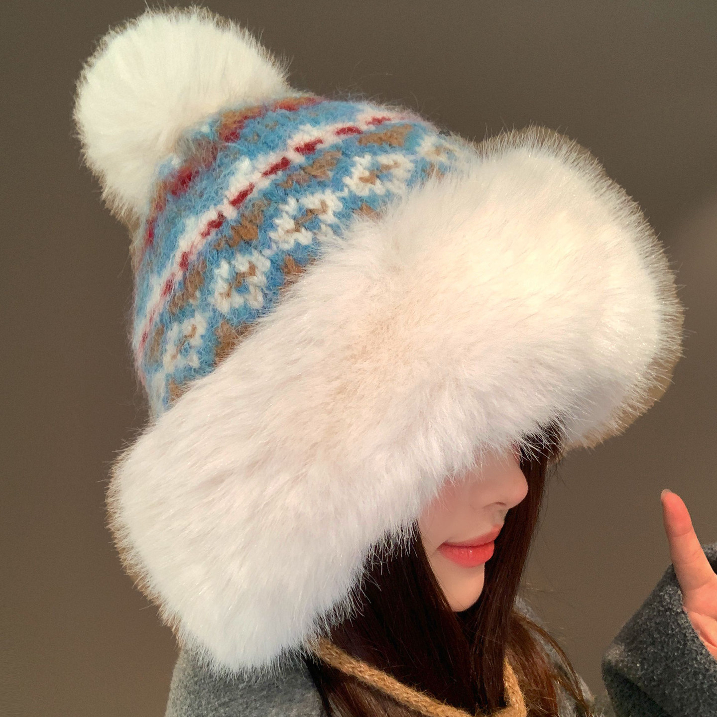 费尔岛风毛线针织雷锋帽女冬季加厚保暖东北防寒骑行护耳毛绒帽子,服饰配件/皮带/帽子/围巾,帽子,淘宝优惠券,粉丝福利购,淘宝优惠卷