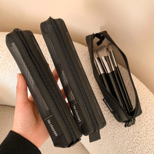 适用于化妆刷子可视收纳袋学生便携笔袋口红包眉笔袋ins简约