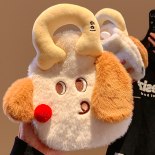 可爱毛绒小狗手提注水热水袋女冬季 暖水袋学生被窝暖手暖宝宝小号