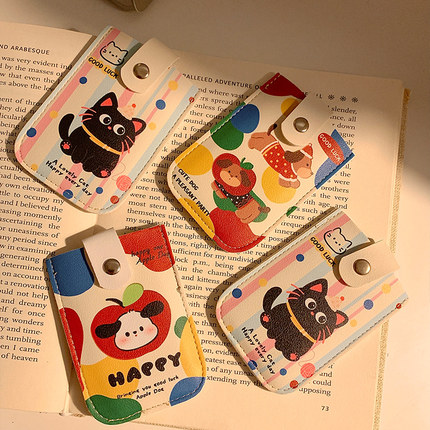 可爱抽拉式卡包超薄小巧女防磁学生卡通身份证件收纳包卡套一片式