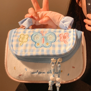 可爱高颜值手提化妆包女便携式 大容量护肤品分区收纳袋旅行洗漱包