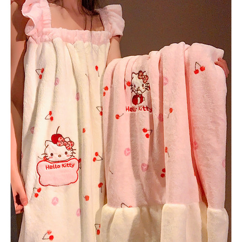 可爱hellokitty浴裙吊带浴巾吸水