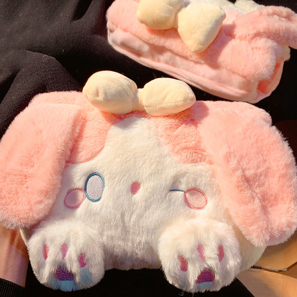 可爱长耳兔热水袋女冬季充电防爆暖水袋毛绒暖手宝暖宝宝2025新款