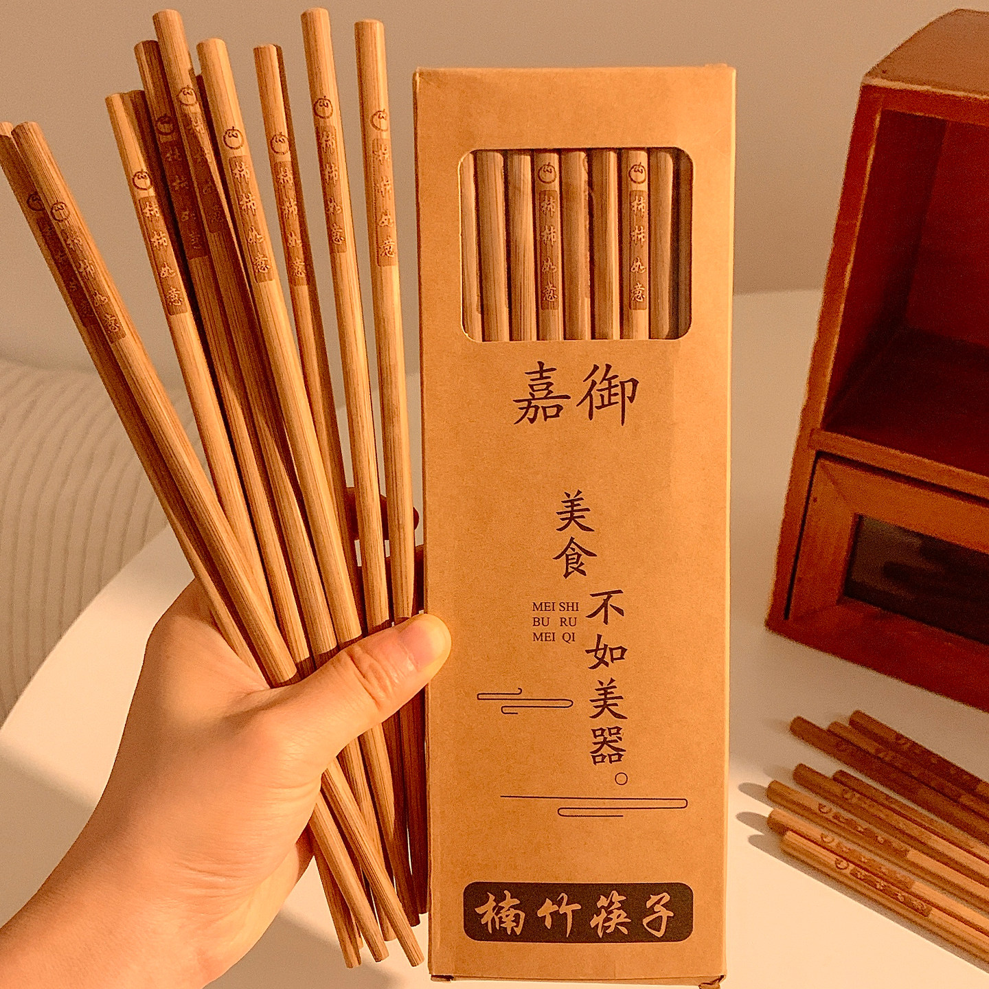 高温碳化天然楠竹筷家用抗菌防霉图片